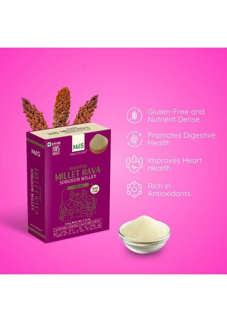 Mil8 Rava Sorghum & Flour Pearl Millet Combo (300Gram-300Gram) Nutritious, Delicious And Healthy Breakfast Solution - Indya