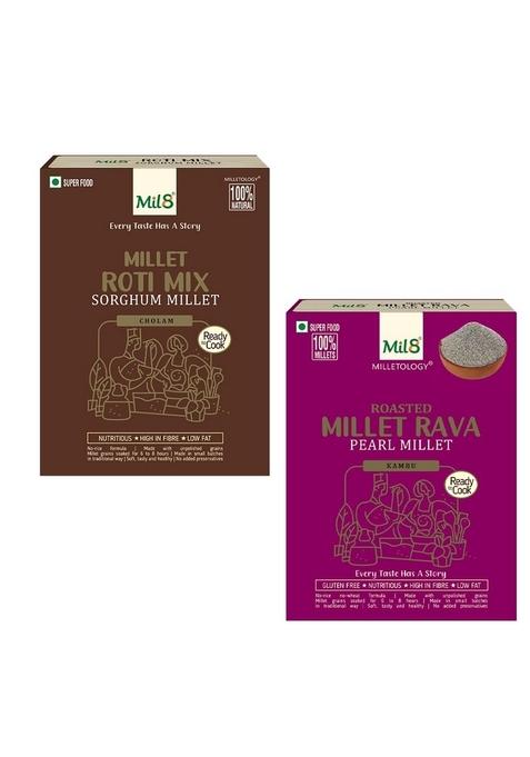 Mil8 Rotimix Sorghum & Rava Pearl Millet Combo (300Gram-300Gram) Nutritious, Delicious And Healthy Breakfast Solution