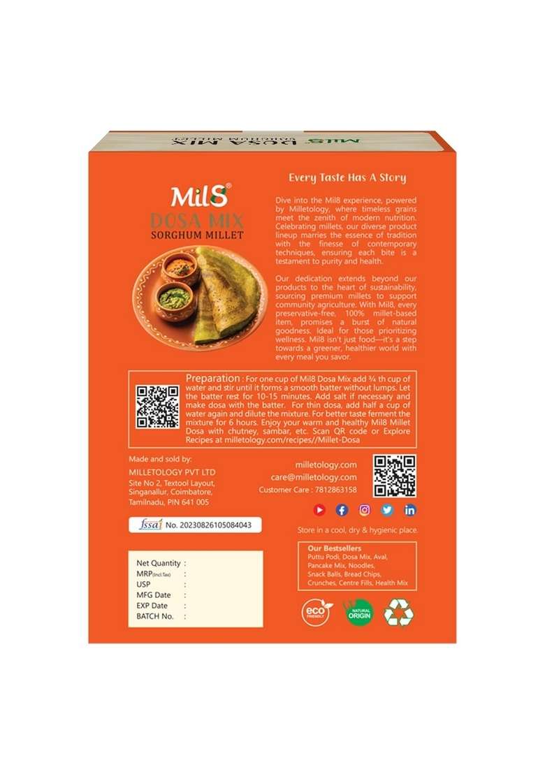Mil8 Dosamix Sorghum & Flour Finger Millet Combo (300Gram-300Gram) Nutritious, Delicious And Healthy Breakfast Solution - Indya