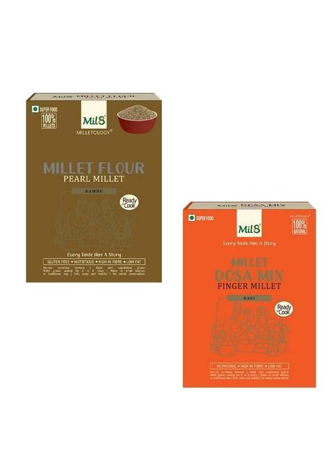 Mil8 Flour Pearl & Dosamix Finger Millet Combo (300Gram-300Gram) Nutritious, Delicious And Healthy Breakfast Solution