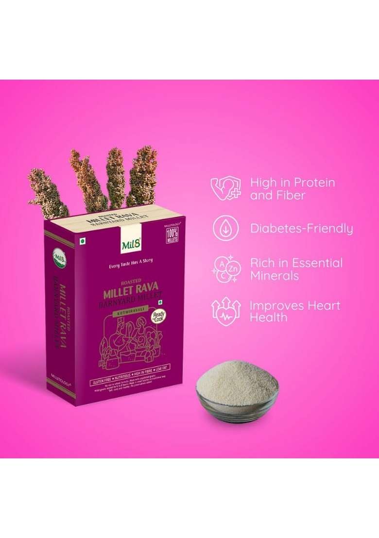 Mil8 Rava Barnyard & Bread Chips Milk And Cardamom Combo (300Gram-40Gram) Nutritious, Delicious And Healthy Breakfast Solution - Indya