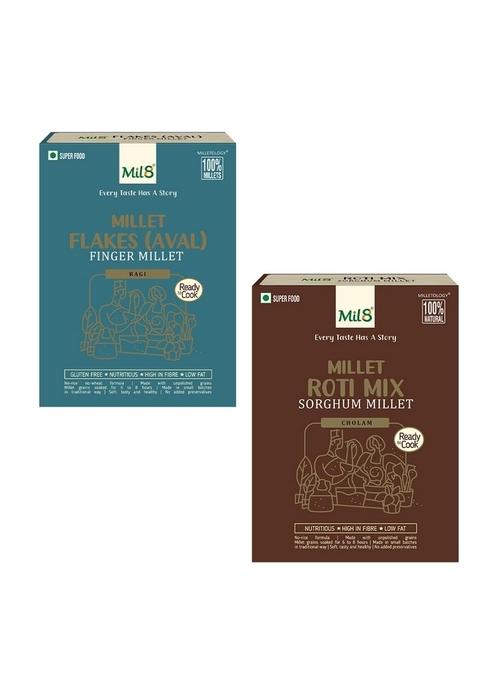 Mil8 Flakes (Aval) Finger & Rotimix Sorghum Millet Combo (200Gram-300Gram) Nutritious, Delicious And Healthy Breakfast Solution