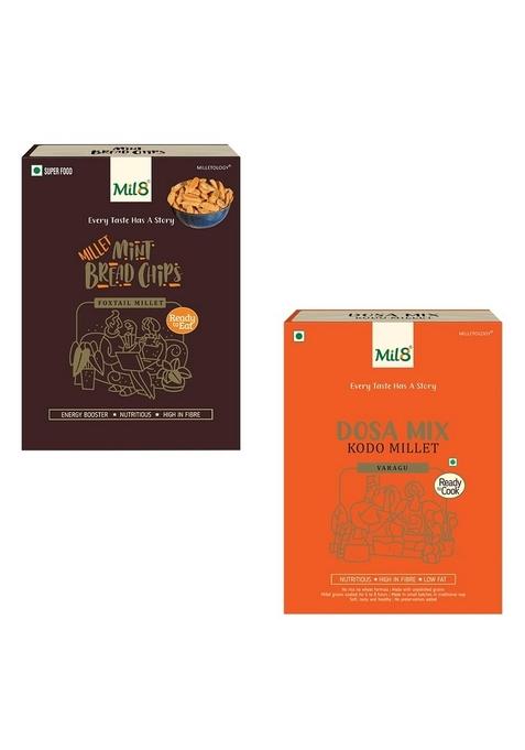 Mil8 Bread Chips Mint & Dosamix Kodo Millet Combo (40Gram-300Gram) Nutritious, Delicious And Healthy Breakfast Solution