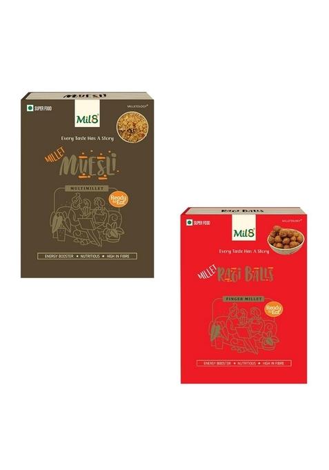 Mil8 Muesli & Ragi Balls Combo (100Gram-40Gram) Nutritious, Delicious And Healthy Breakfast Solution