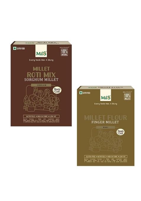 Mil8 Rotimix Sorghum & Flour Finger Millet Combo (300Gram-300Gram) Nutritious, Delicious And Healthy Breakfast Solution