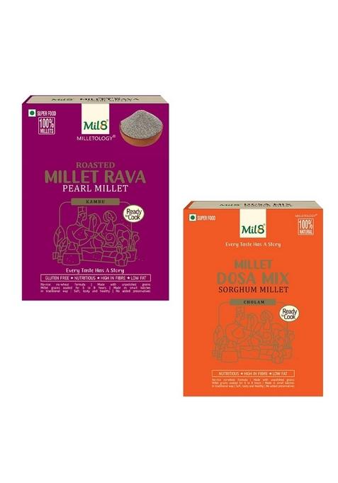 Mil8 Rava Pearl & Dosamix Sorghum Millet Combo (300Gram-300Gram) Nutritious, Delicious And Healthy Breakfast Solution