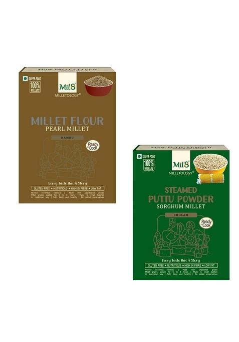 Mil8 Flour Pearl & Puttu Powder Sorghum Millet Combo (300Gram-300Gram) Nutritious, Delicious And Healthy Breakfast Solution