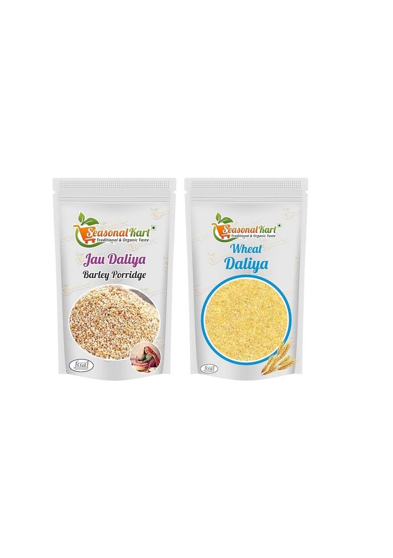 Seasonalkart Combo Pack Of Homemade Jau Dalia Barley Daliya 400 Gm And Wheat Dalia 400 Gm Total 800 Gm Daliya For Weight Loss & Digestive Health| Rich In Nutrients & Fibre