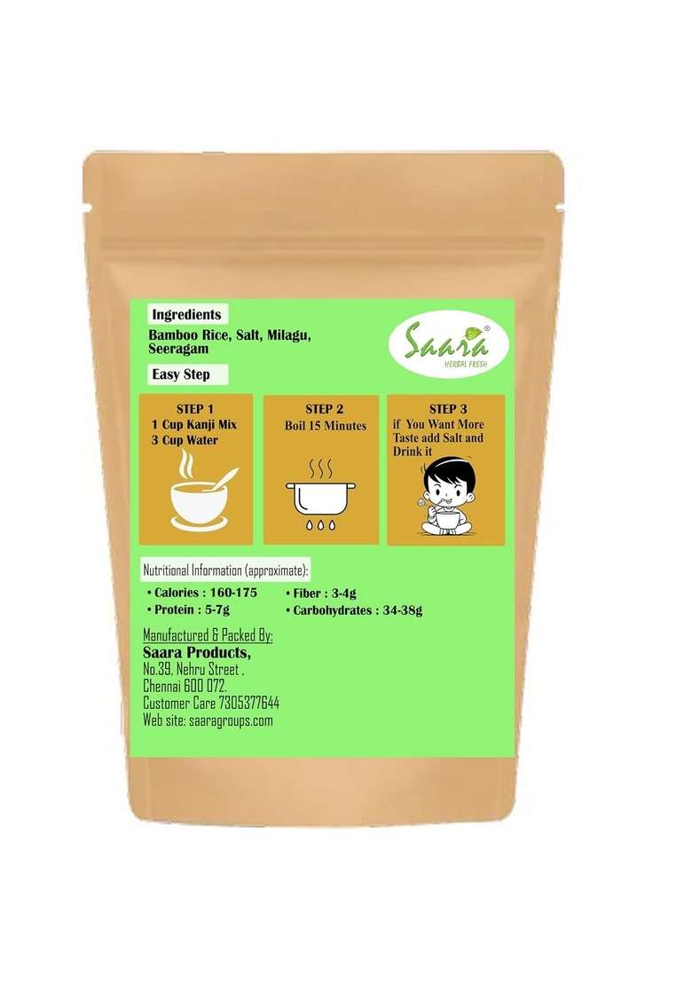 Saara Herbal Fresh Bamboo Rice Kanji Mix, 400G, Moongil Arisi Mix, Fibre & Protein Rich Healthy Mix, 400G - Indya