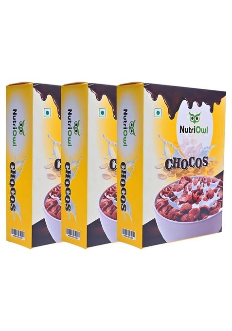 Nutriowl Chocos 200G Pack Of 3 – Whole Grain Breakfast Cereal, Rich In Fibre, High In Calcium & Protein, Packed With Essential Vitamins & Minerals