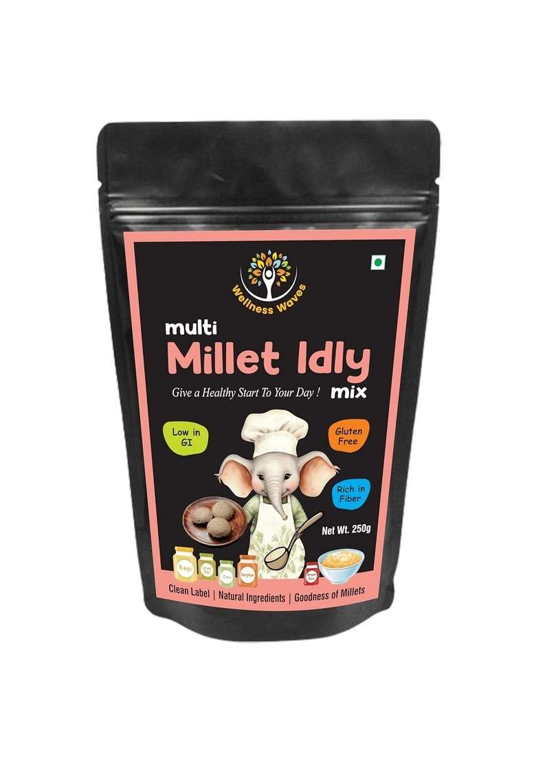 Wellness Waves Multi Millet Idly Mix, Gluten Free, Low Gi, Rich In Fibre, 250G - Indya