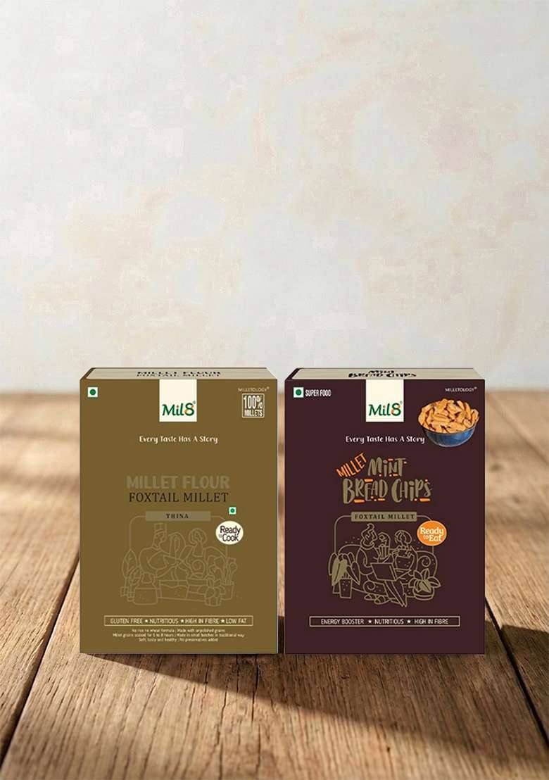 Mil8 Flour Foxtail & Bread Chips Mint Combo (300Gram-40Gram) Nutritious, Delicious And Healthy Breakfast Solution - Indya