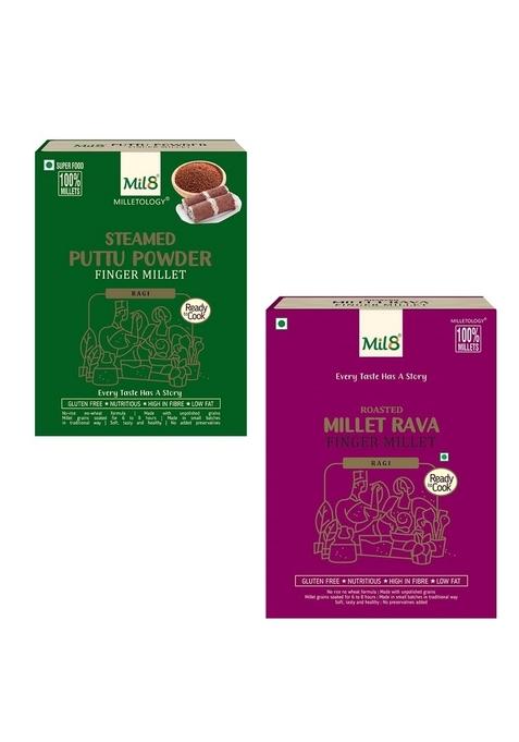 Mil8 Puttu Powder Finger & Rava Finger Millet Combo (300Gram-300Gram) Nutritious, Delicious And Healthy Breakfast Solution