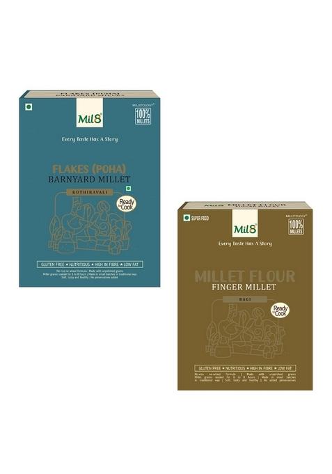 Mil8 Flakes (Aval) Barnayard & Flour Finger Millet Combo (200Gram-300Gram) Nutritious, Delicious And Healthy Breakfast Solution
