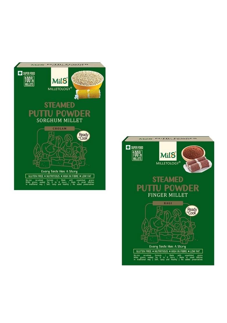Mil8 Puttu Powder Sorghum & Puttu Powder Finger Millet Combo (300Gram-300Gram) Nutritious, Delicious And Healthy Breakfast Solution