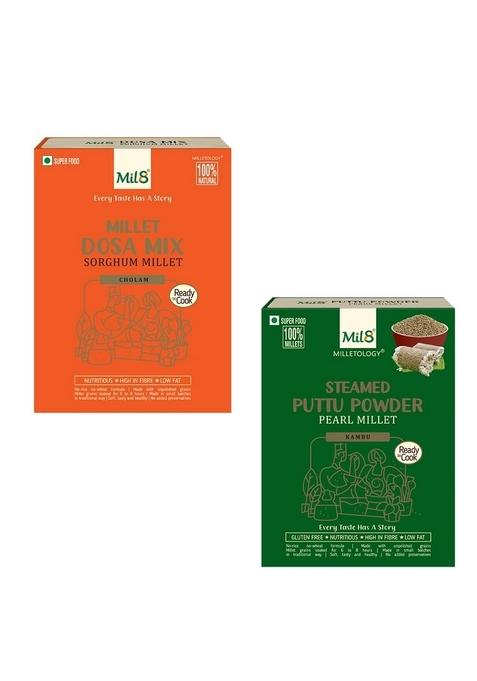 Dosamix Sorghum & Puttu Powder Pearl Millet Combo (300Gram-300Gram) Nutritious, Delicious And Healthy Breakfast Solution