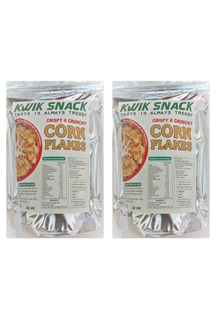 Combo Pack Of 2 Kwik Snack Crispy & Crunchy Corn Flakes(300 Gm Each) - Indya