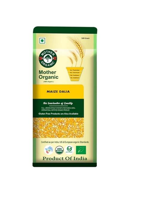 Mother Organic Maize Dalia | 100% Certified Organic Cracked Corn Grain | High Fibre, Gluten-Free, Protein-Rich Breakfast Cereal | No Pesticides, No Chemicals | Product Of India (1 Kg)