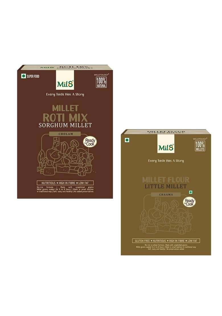 Mil8 Rotimix Sorghum & Flour Little Millet Combo (300Gram-300Gram) Nutritious, Delicious And Healthy Breakfast Solution - Indya