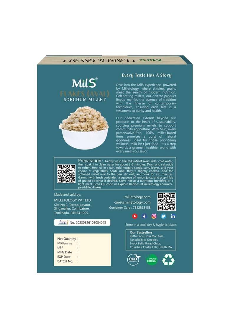 Mil8 Flakes (Aval) Sorghum & Rava Little Millet Combo (200Gram-300Gram) Nutritious, Delicious And Healthy Breakfast Solution - Indya