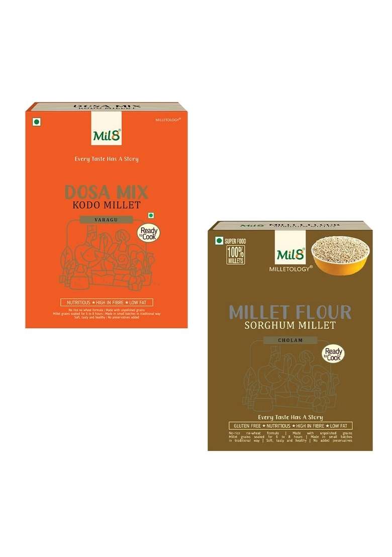 Mil8 Dosamix Kodo & Flour Sorghum Millet Combo (300Gram-300Gram) Nutritious, Delicious And Healthy Breakfast Solution - Indya