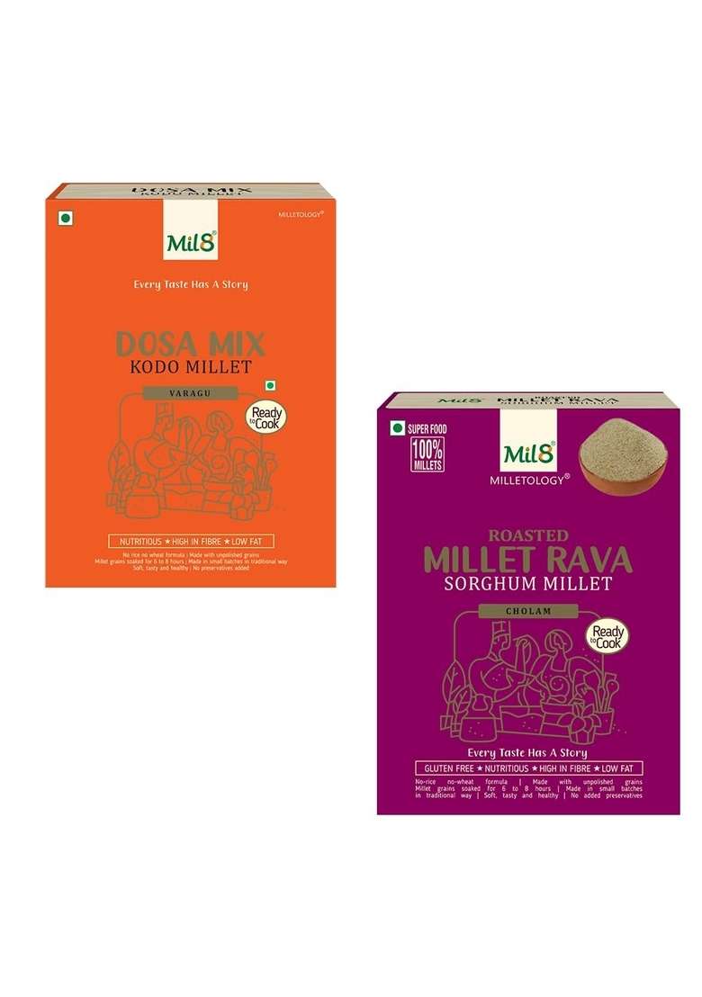 Mil8 Dosamix Kodo & Rava Sorghum Millet Combo (300Gram-300Gram) Nutritious, Delicious And Healthy Breakfast Solution - Indya