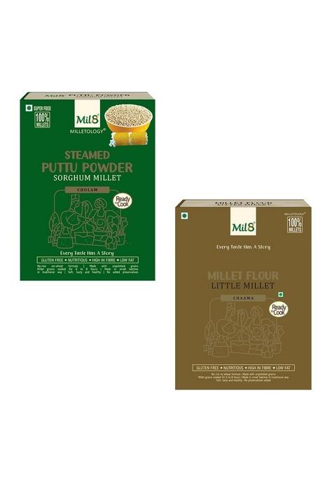 Mil8 Puttu Powder Sorghum & Flour Little Millet Combo (300Gram-300Gram) Nutritious, Delicious And Healthy Breakfast Solution