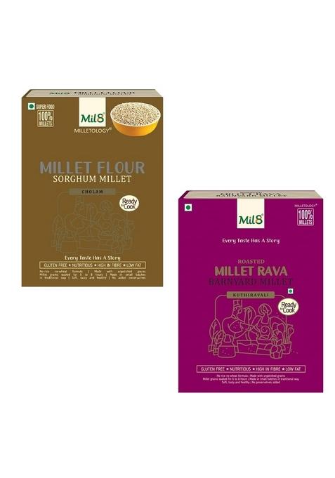 Mil8 Flour Sorghum & Rava Barnyard Millet Combo (300Gram-300Gram) Nutritious, Delicious And Healthy Breakfast Solution