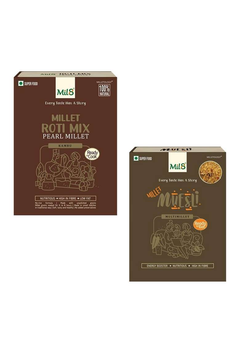 Mil8 Rotimix Pearl & Muesli Combo (300Gram-100Gram) Nutritious, Delicious And Healthy Breakfast Solution - Indya