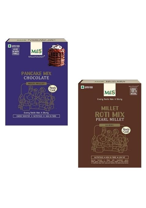 Mil8 Pancake Mix Chocolate & Rotimix Pearl Millet Combo (200Gram-300Gram) Nutritious, Delicious And Healthy Breakfast Solution