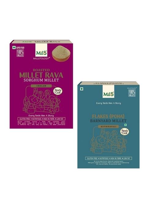 Mil8 Rava Sorghum & Flakes (Aval) Barnayard Millet Combo (300Gram-200Gram) Nutritious, Delicious And Healthy Breakfast Solution