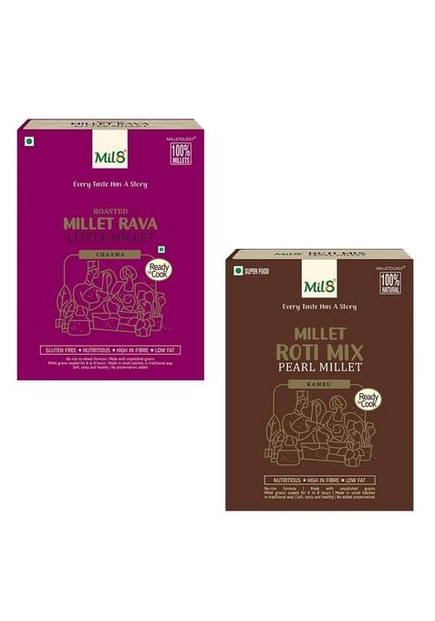 Mil8 Rava Little & Rotimix Pearl Millet Combo (300Gram-300Gram) Nutritious, Delicious And Healthy Breakfast Solution