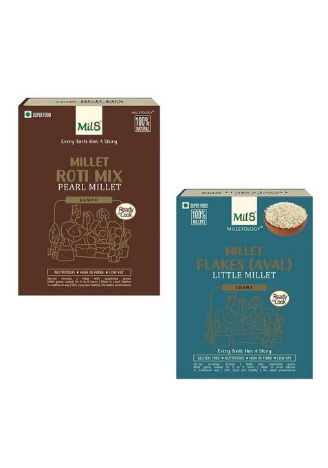 Mil8 Rotimix Pearl & Flakes (Aval) Little Millet Combo (300Gram-200Gram) Nutritious, Delicious And Healthy Breakfast Solution