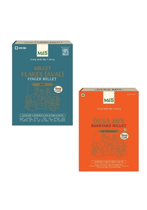 Mil8 Flakes (Aval) Finger & Dosamix Barnyard Millet Combo (200Gram-300Gram) Nutritious, Delicious And Healthy Breakfast Solution