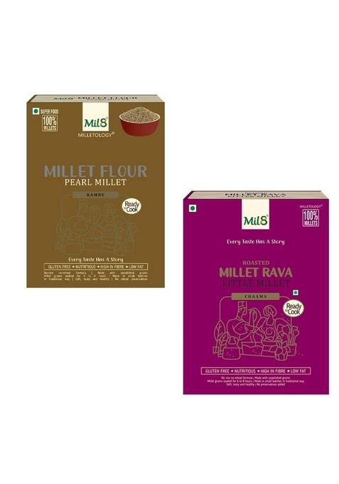 Mil8 Flour Pearl & Rava Little Millet Combo (300Gram-300Gram) Nutritious, Delicious And Healthy Breakfast Solution