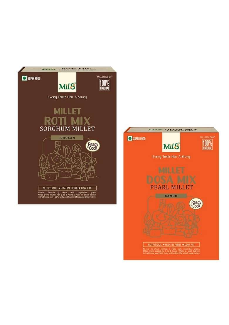 Mil8 Rotimix Sorghum & Dosamix Pearl Millet Combo (300Gram-300Gram) Nutritious, Delicious And Healthy Breakfast Solution - Indya