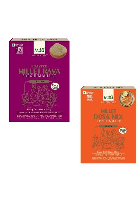 Mil8 Rava Sorghum & Dosamix Little Millet Combo (300Gram-300Gram) Nutritious, Delicious And Healthy Breakfast Solution
