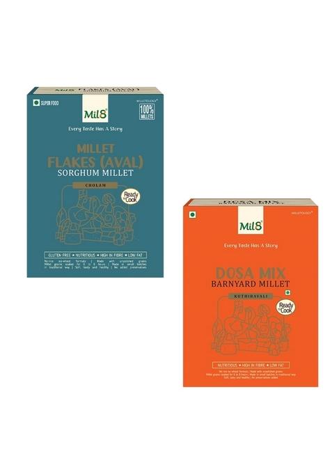 Mil8 Flakes (Aval) Sorghum & Dosamix Barnyard Millet Combo (200Gram-300Gram) Nutritious, Delicious And Healthy Breakfast Solution