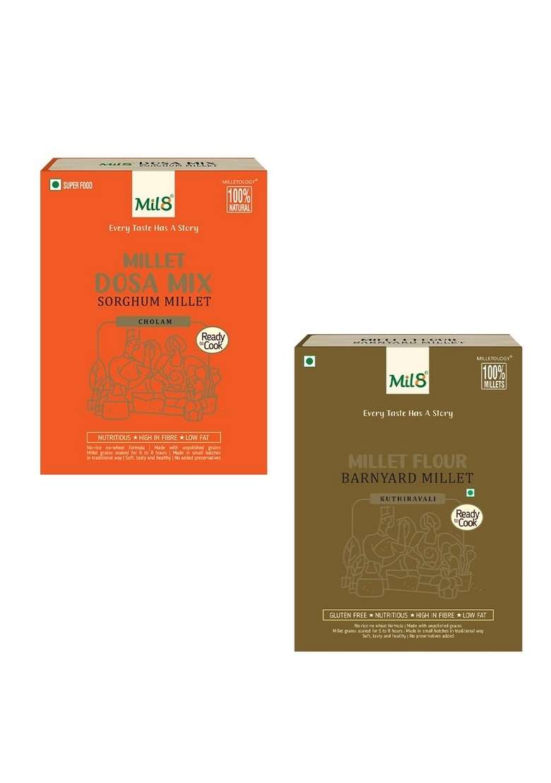 Mil8 Dosamix Sorghum & Flour Barnyard Millet Combo (300Gram-300Gram) Nutritious, Delicious And Healthy Breakfast Solution - Indya