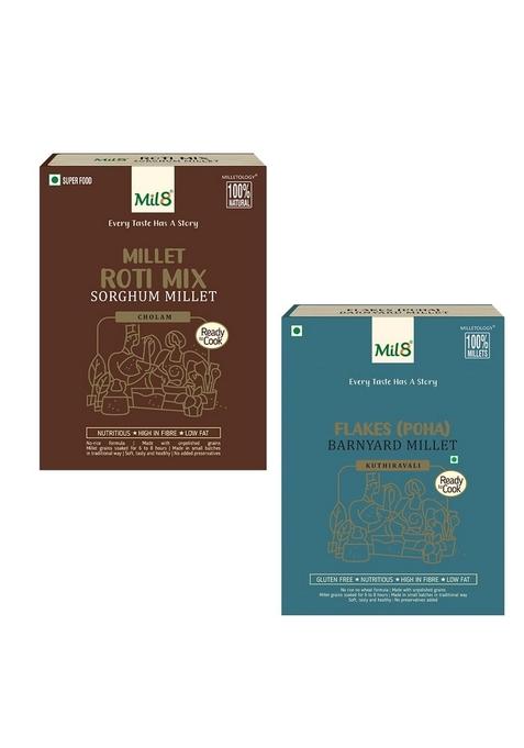 Mil8 Rotimix Sorghum & Flakes (Aval) Barnayard Millet Combo (300Gram-200Gram) Nutritious, Delicious And Healthy Breakfast Solution