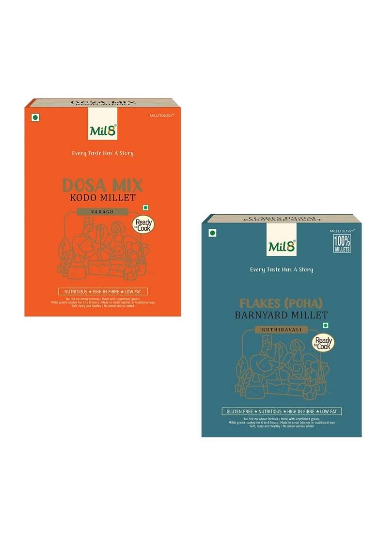 Dosamix Kodo & Flakes (Aval) Barnayard Millet Combo (300Gram-200Gram) Nutritious, Delicious And Healthy Breakfast Solution - Indya