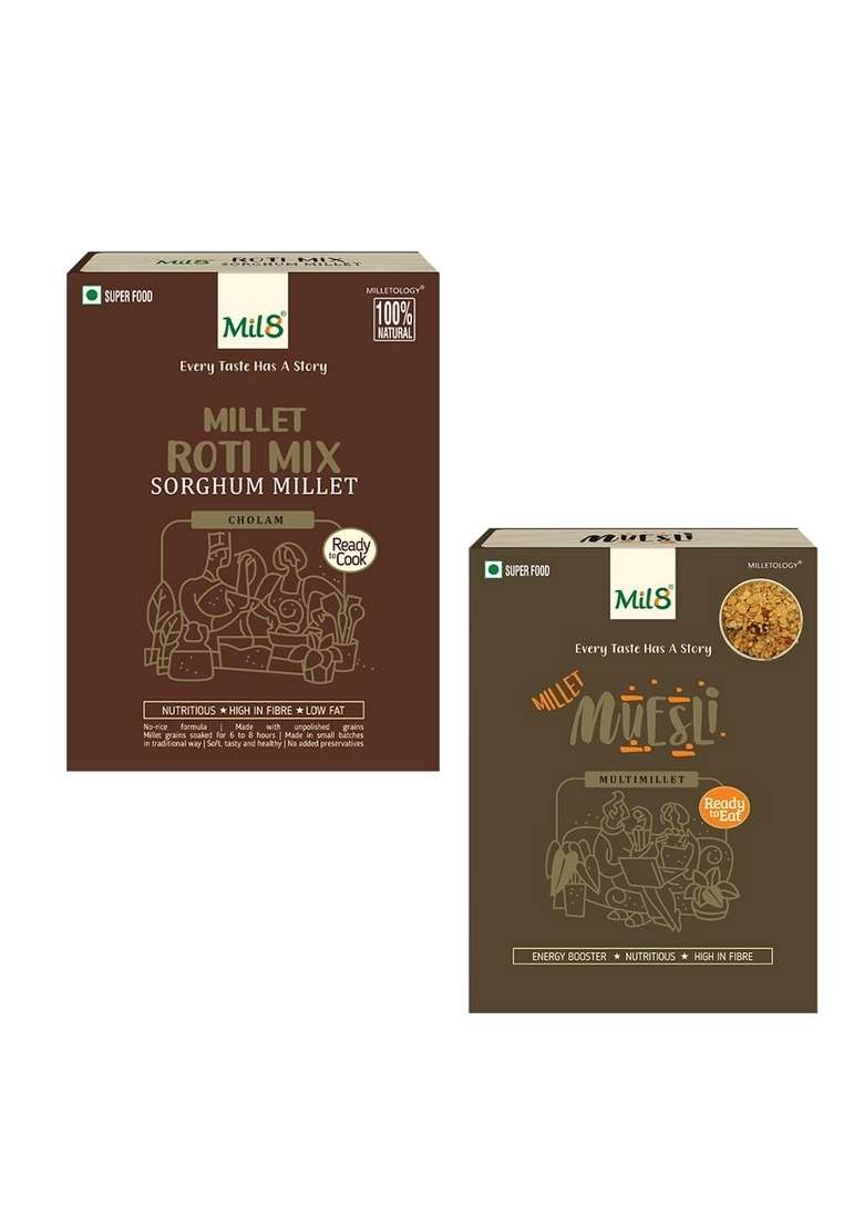 Mil8 Rotimix Sorghum & Muesli Combo (300Gram-100Gram) Nutritious, Delicious And Healthy Breakfast Solution - Indya