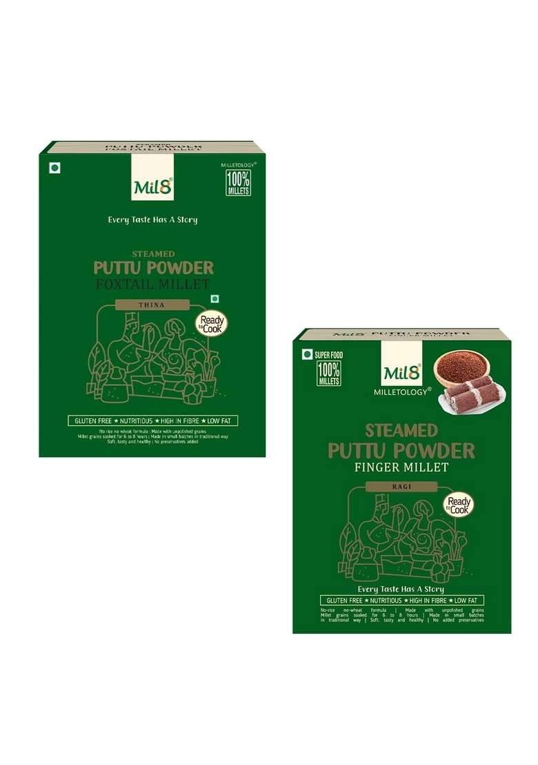 Mil8 Puttu Powder Foxtail & Puttu Powder Finger Millet Combo (300Gram-300Gram) Nutritious, Delicious And Healthy Breakfast Solution - Indya