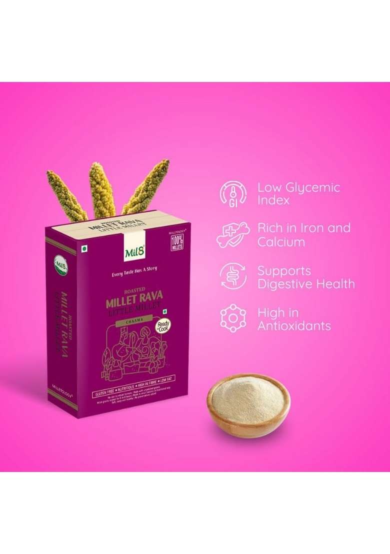 Mil8 Rava Little & Flakes (Aval) Little Millet Combo (300Gram-200Gram) Nutritious, Delicious And Healthy Breakfast Solution - Indya