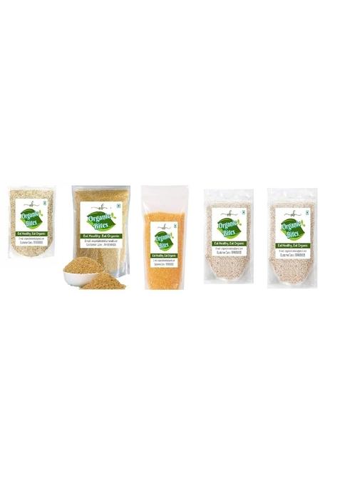 Organic Bites Combo Pack Of Multigrain Daliya, Wheat Daliya, Jau Daliya, Bajri Daliya & Makki Daliya (Porridge) - 1 Kg (200 Gm Each)