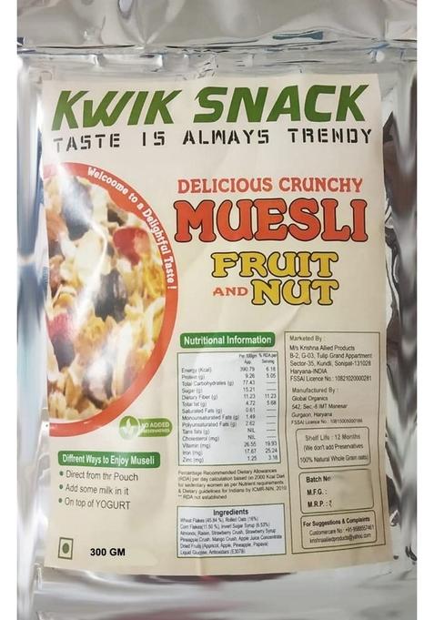 Kwik Snack Delicious & Crunchy Museli Fruit & Nuts (300 Gm)