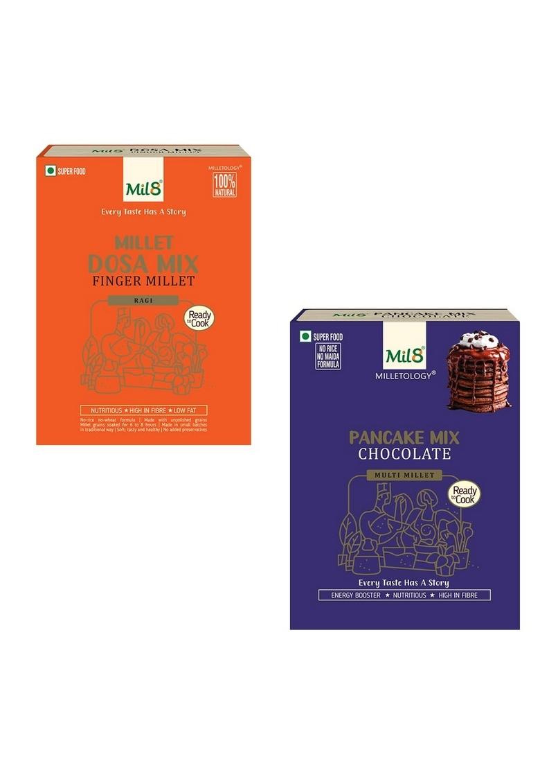Mil8 Dosamix Finger & Pancake Mix Chocolate Combo (300Gram-200Gram) Nutritious, Delicious And Healthy Breakfast Solution