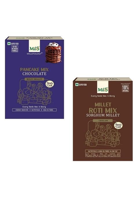 Mil8 Pancake Mix Chocolate & Rotimix Sorghum Millet Combo (200Gram-300Gram) Nutritious, Delicious And Healthy Breakfast Solution