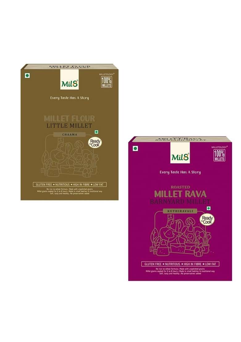 Mil8 Flour Little & Rava Barnyard Millet Combo (300Gram-300Gram) Nutritious, Delicious And Healthy Breakfast Solution - Indya