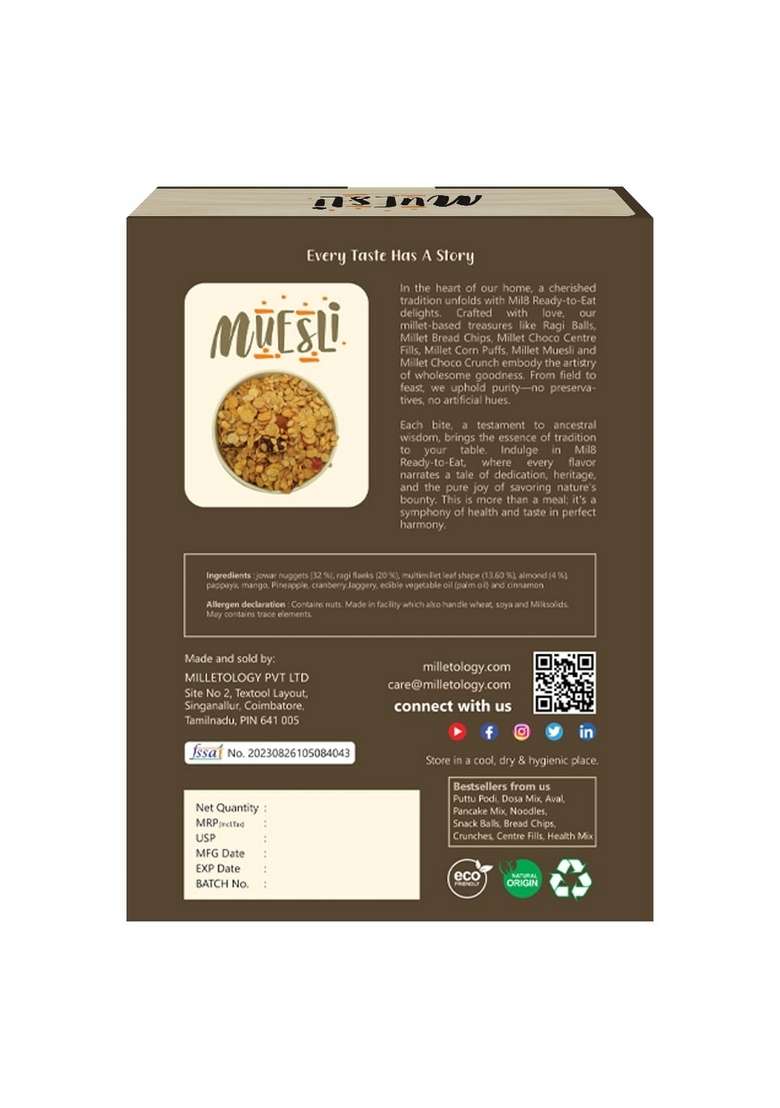 Mil8 Muesli & Corn Puffs Masala Combo (100Gram-30Gram) Nutritious, Delicious And Healthy Breakfast Solution - Indya